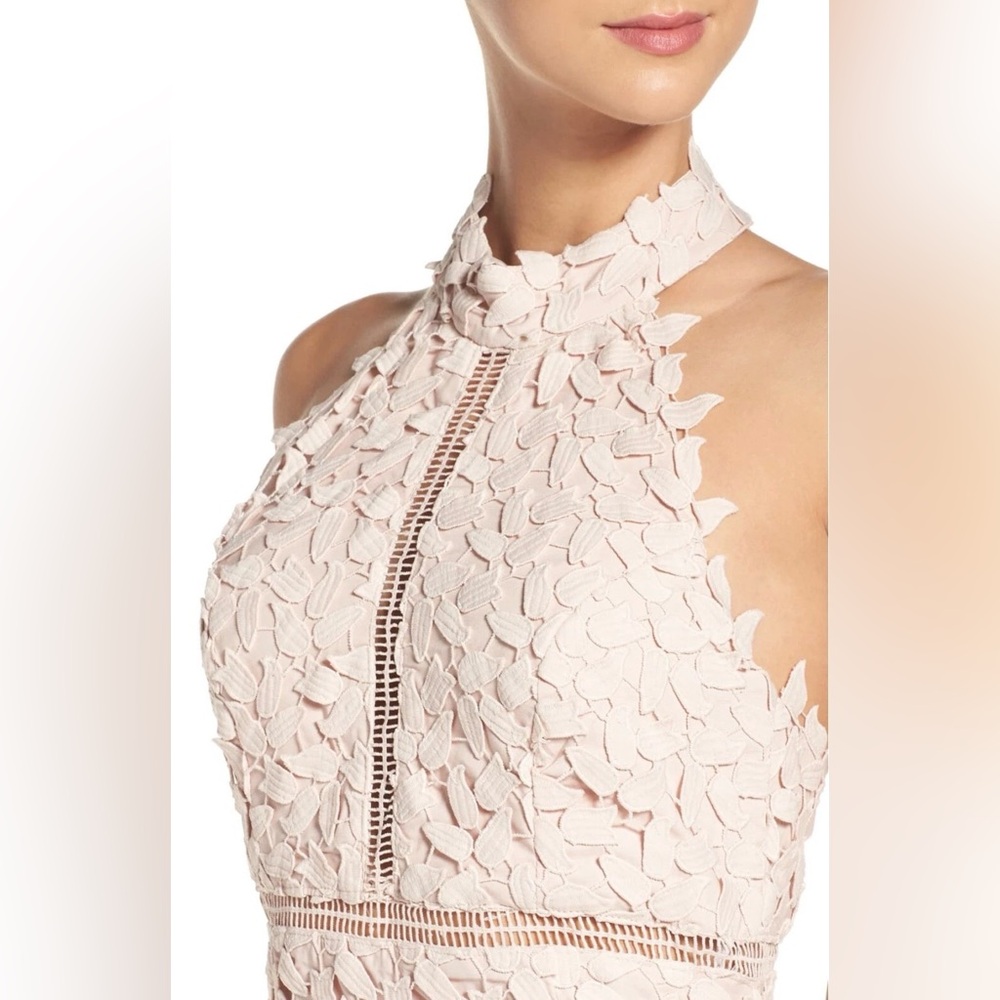 Bardot Gemma Pink Lace Midi Halter Dress Size 4